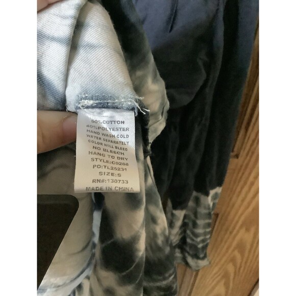 Umgee Women’s Sz S Blue Tie Dye Tunic Top Blouse Roll Tab Sleeves High Low Hem - Picture 3 of 9